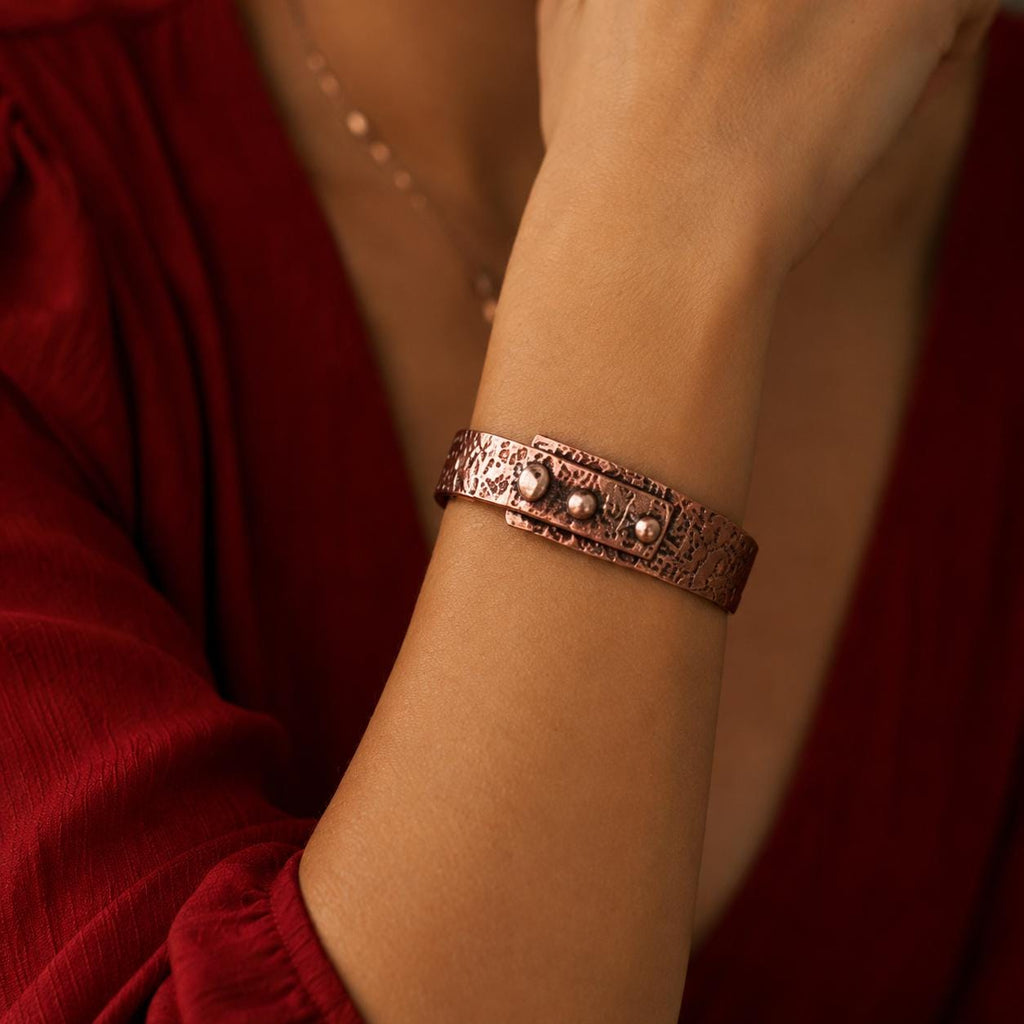 Hammered Copper Cuff Bracelet, Textured Adjustable Unisex Artisan Jewelry