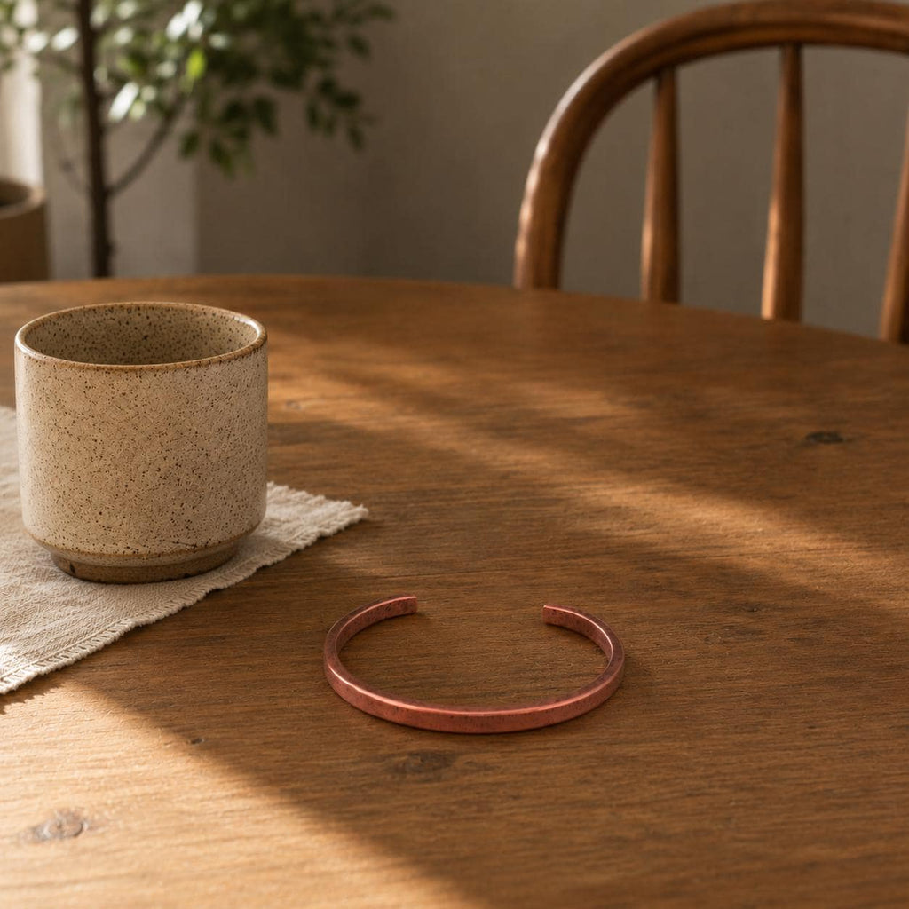 Minimalist Copper Cuff Bracelet, Adjustable Bangle, Unisex Handmade Jewelry