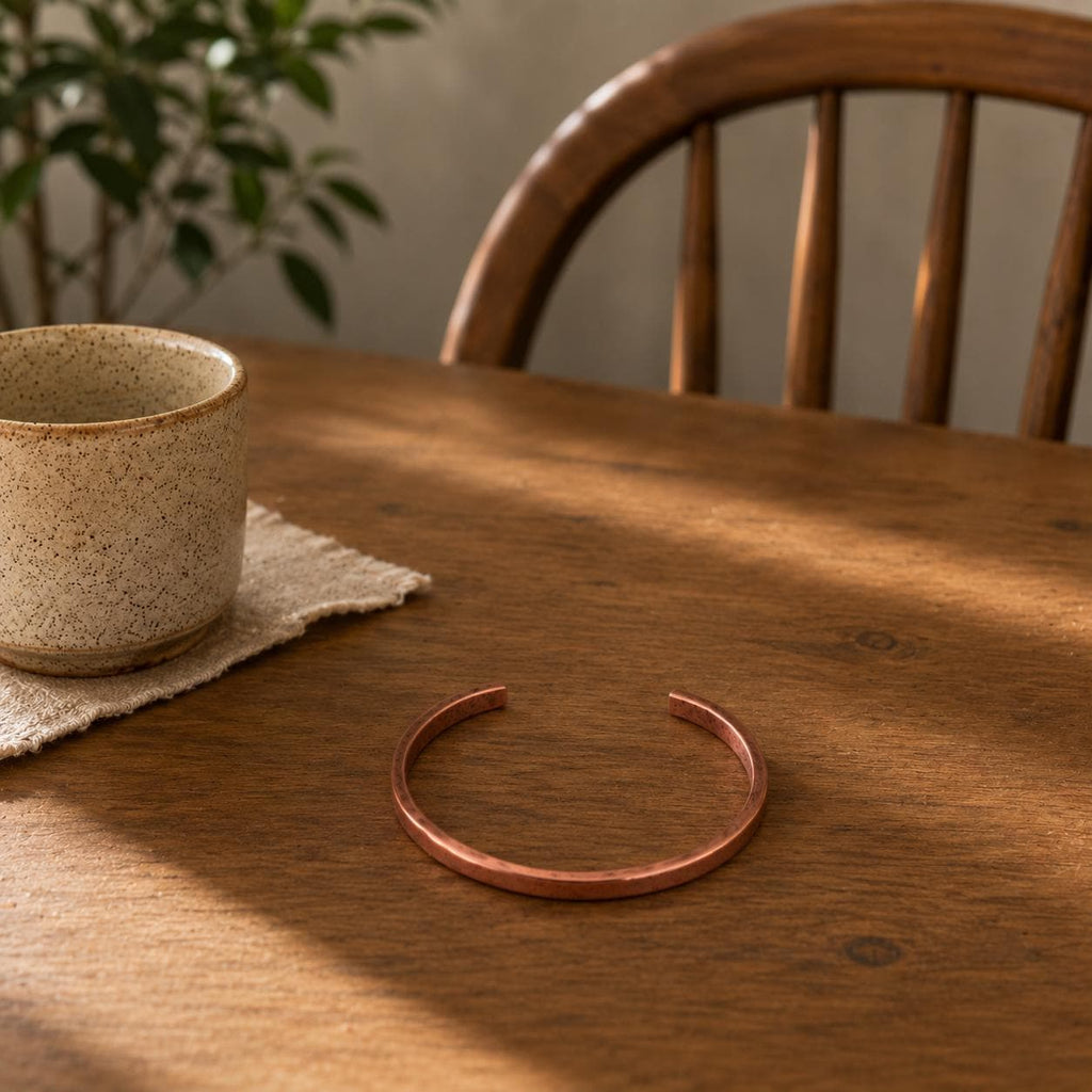 Minimalist Copper Cuff Bracelet, Adjustable Bangle, Unisex Handmade Jewelry