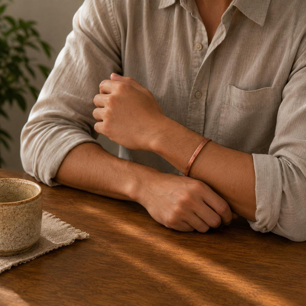 Minimalist Copper Cuff Bracelet, Adjustable Bangle, Unisex Handmade Jewelry