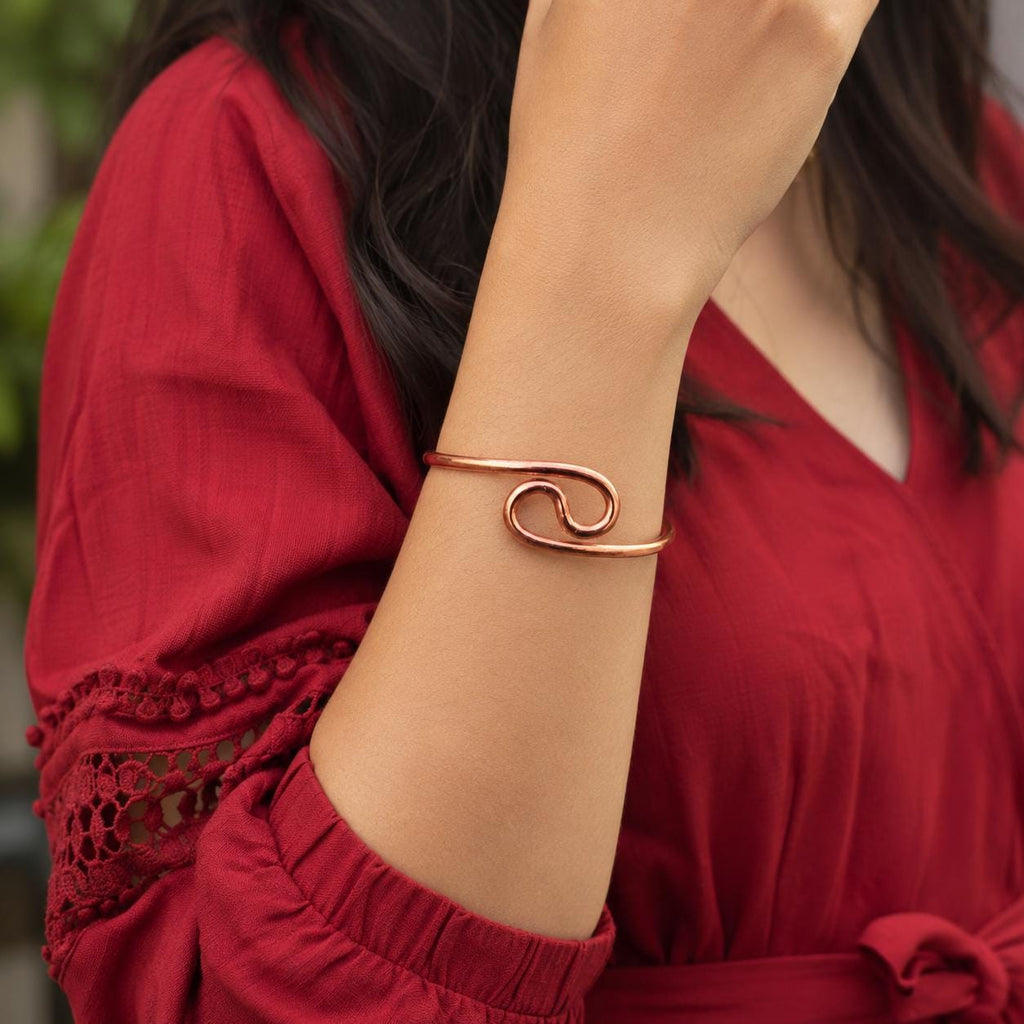 Handmade Copper Bangle, Infinity Copper Cuff Bracelet,  Adjustable Open Bracelet, Minimalist Artisan Jewelry, Gift for Women
