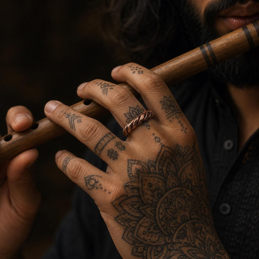 Handmade Copper Ring for Men, Adjustable Rustic Copper Band, Artisan Minimal Jewelry Gift
