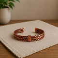 Handmade Twisted Copper Cuff Bracelet, Braided Unisex Jewelry, Adjustable Open Design