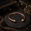 Hammered Copper Cuff Bracelet, Brass Ball Accents, Minimalist Bangle Jewelry