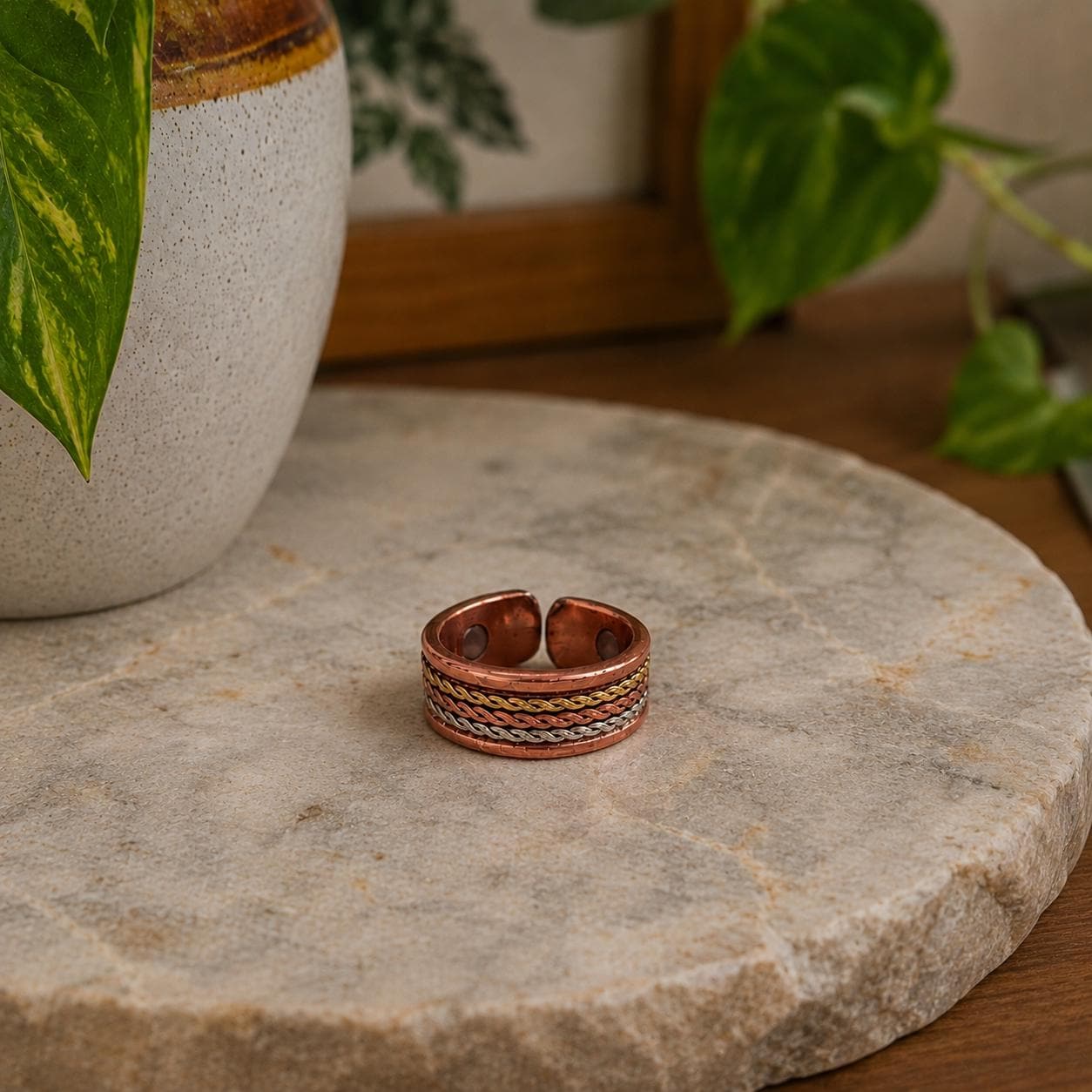 Handmade Copper Ring for Men, Adjustable Rustic Copper Band, Boho Style Minimalistic Jewelry