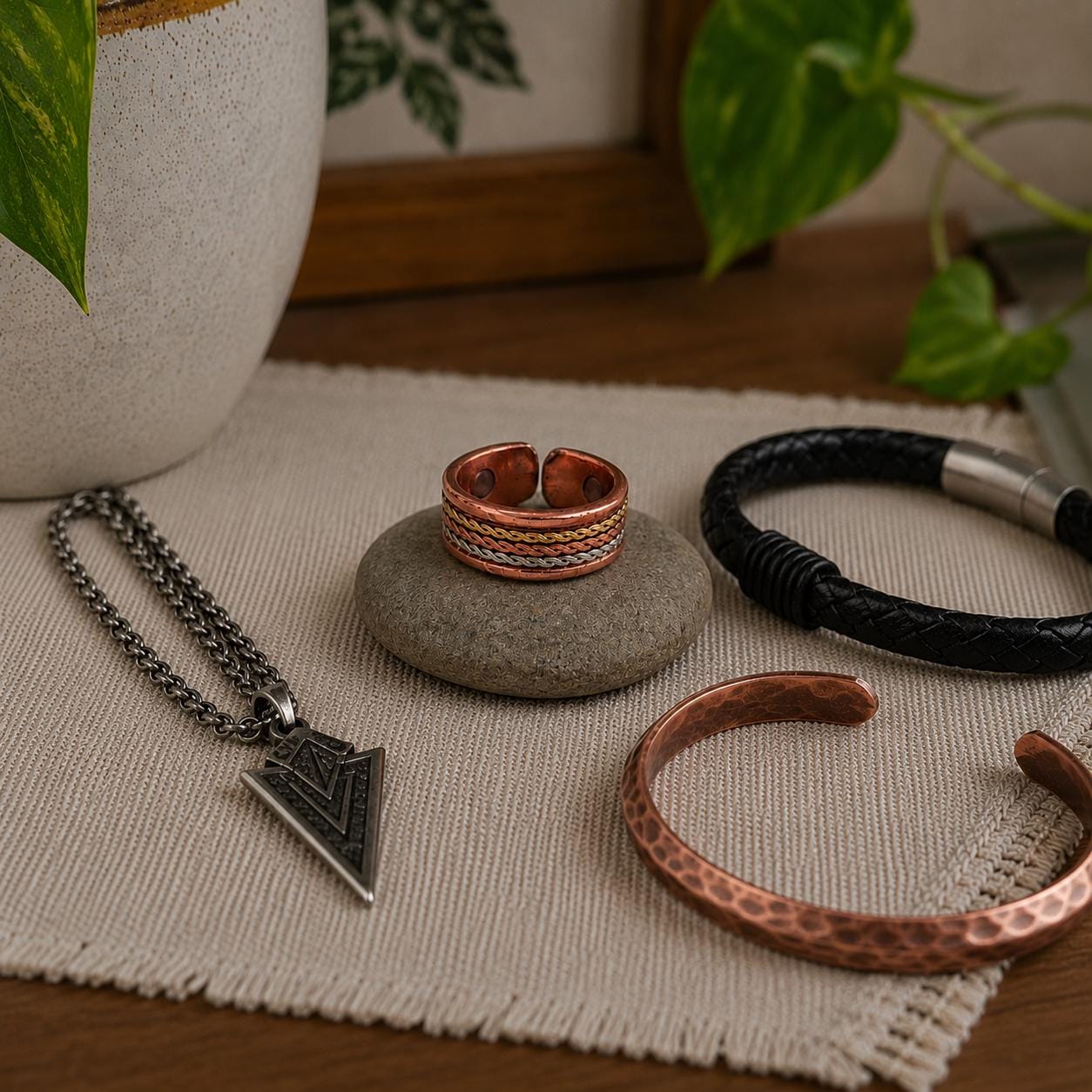 Handmade Copper Ring for Men, Adjustable Rustic Copper Band, Boho Style Minimalistic Jewelry