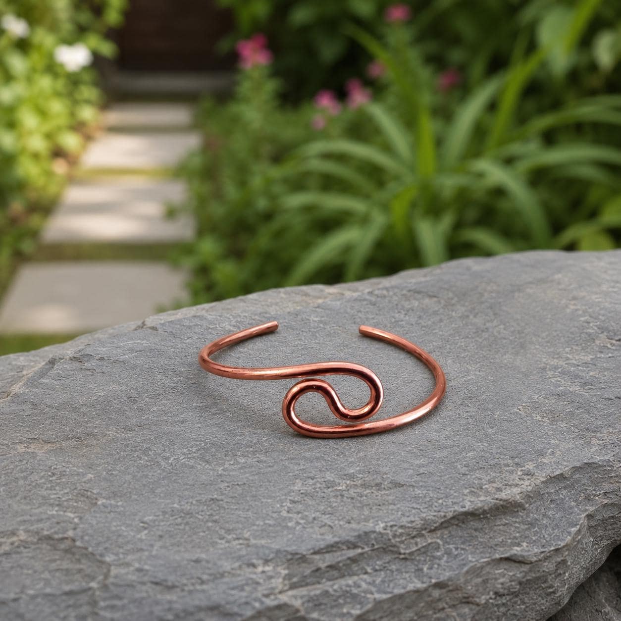 Handmade Copper Bangle, Infinity Copper Cuff Bracelet,  Adjustable Open Bracelet, Minimalist Artisan Jewelry, Gift for Women