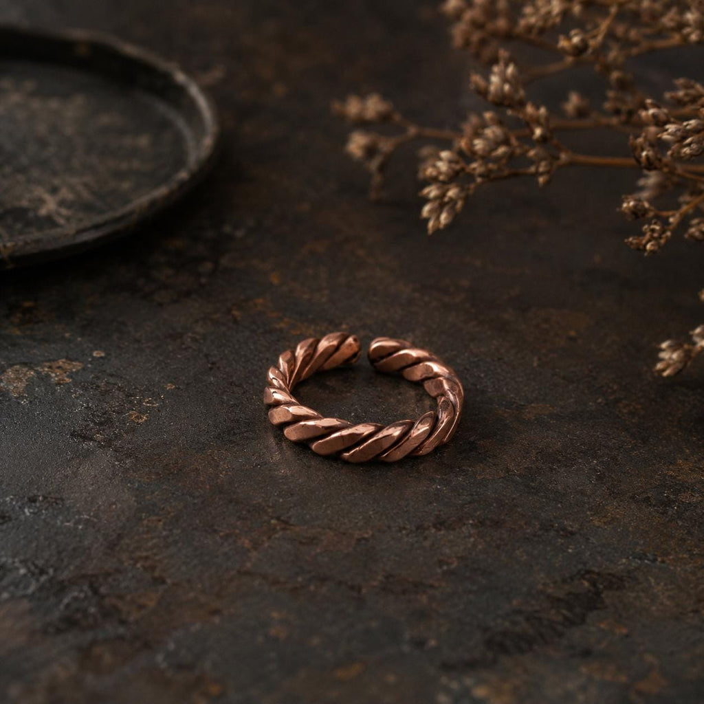 Handmade Copper Ring for Men, Adjustable Rustic Copper Band, Artisan Minimal Jewelry Gift